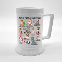 12 Cats Of Christmas Funny Christmas Cat Lover Xmas Holiday Beer Stein