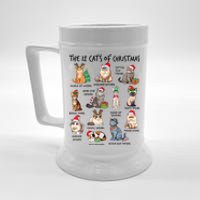 12 Cats Of Christmas Funny Christmas Cat Lover Xmas Holiday Beer Stein