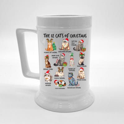 12 Cats Of Christmas Funny Christmas Cat Lover Xmas Holiday Beer Stein