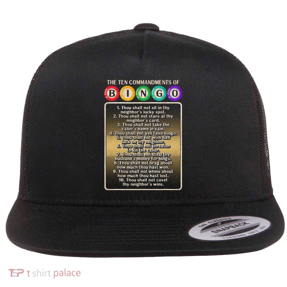 10 Commandments Of Bingo Bingo Player Flat Bill Trucker Hat
