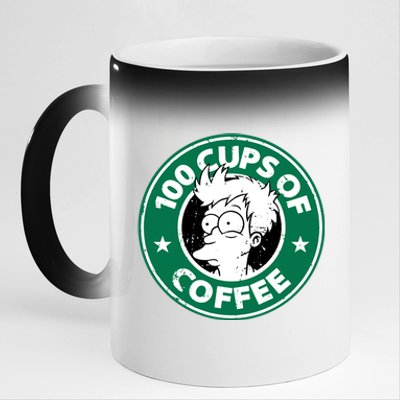 100 Cups Of Coffee 11oz Black Color Changing Mug