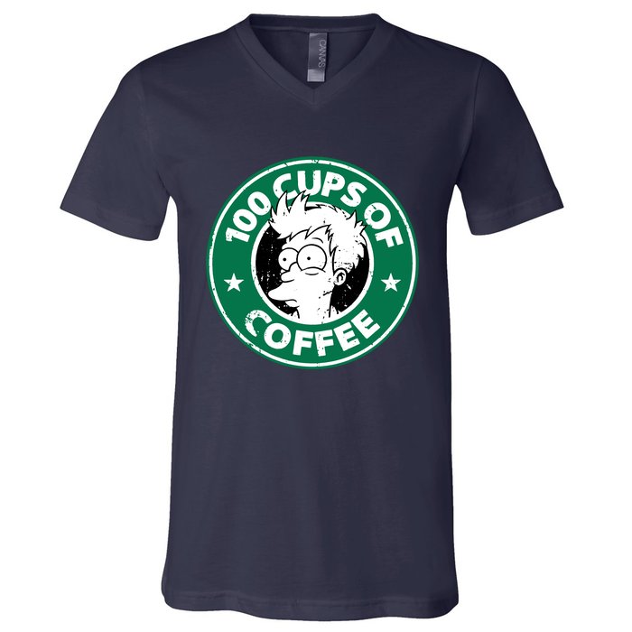 100 Cups Of Coffee V-Neck T-Shirt