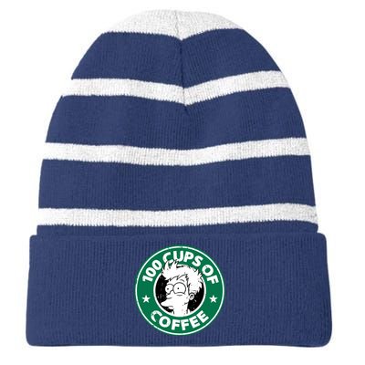 100 Cups Of Coffee Striped Beanie with Solid Band