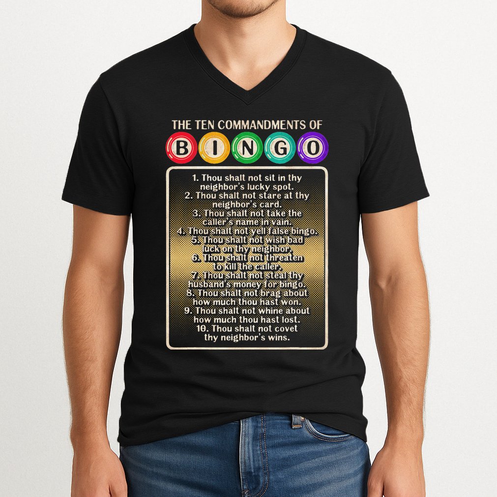 10 Commandments Of Bingo Bingo Player V-Neck T-Shirt