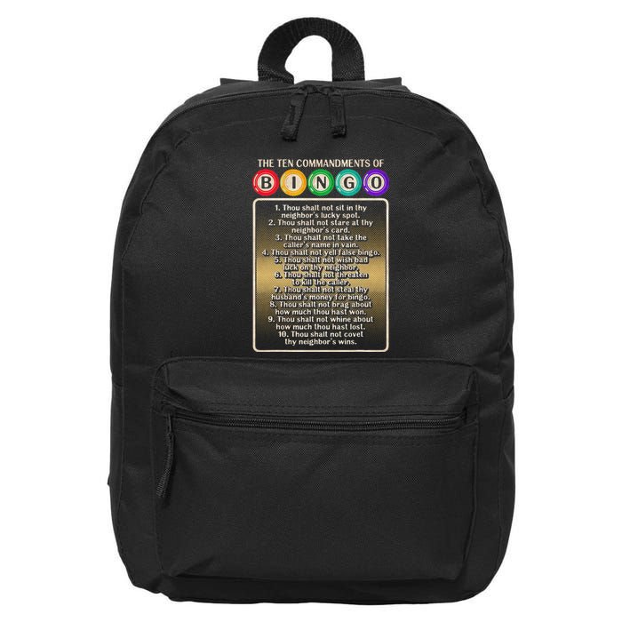 10 Commandments Of Bingo Bingo Player 16 in Basic Backpack