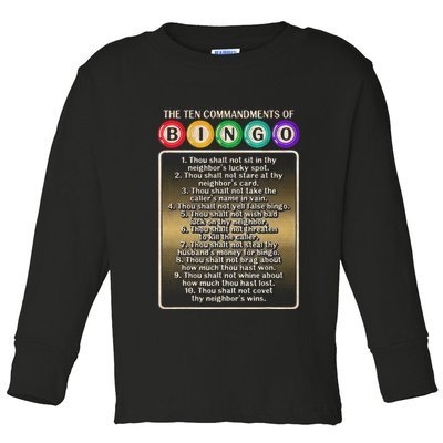 10 Commandments Of Bingo Bingo Player Toddler Long Sleeve Shirt