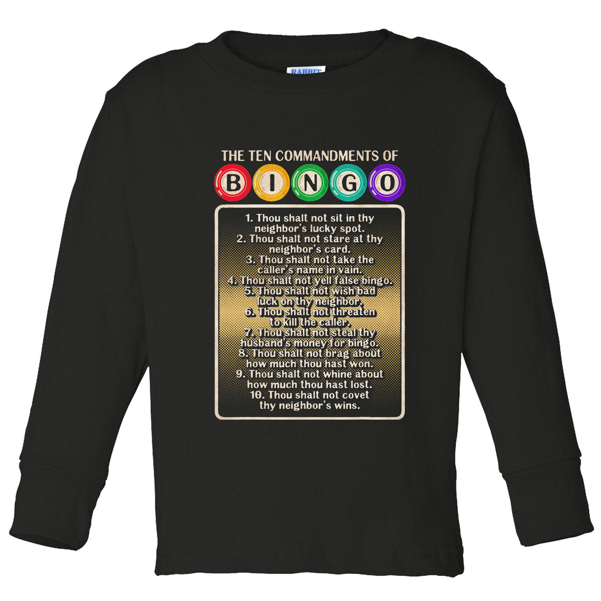 10 Commandments Of Bingo Bingo Player Toddler Long Sleeve Shirt