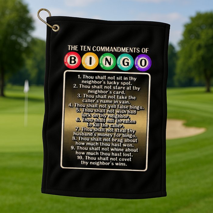 10 Commandments Of Bingo Bingo Player Golf Towel