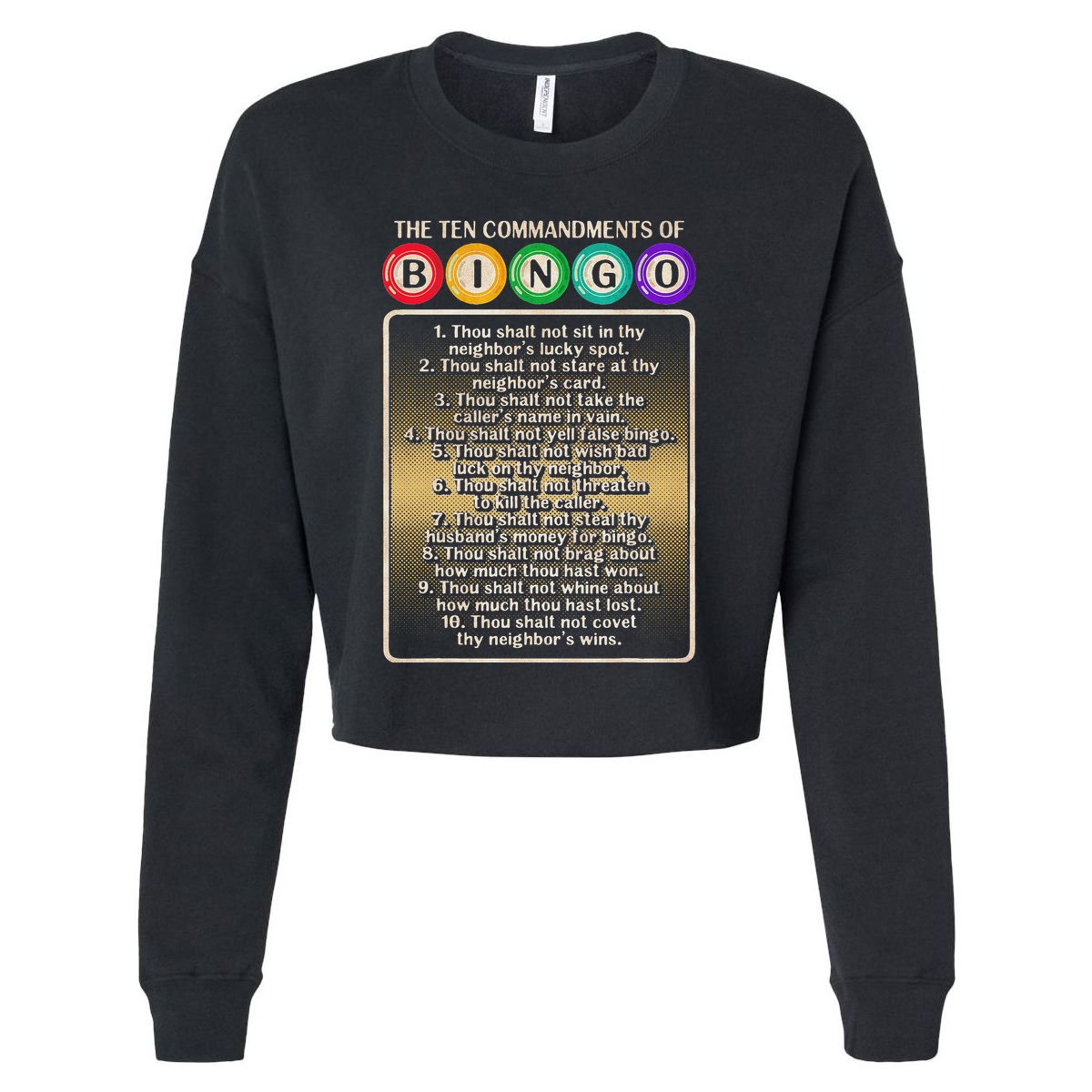 10 Commandments Of Bingo Bingo Player Cropped Pullover Crew