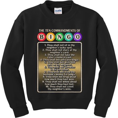 10 Commandments Of Bingo Bingo Player Kids Sweatshirt