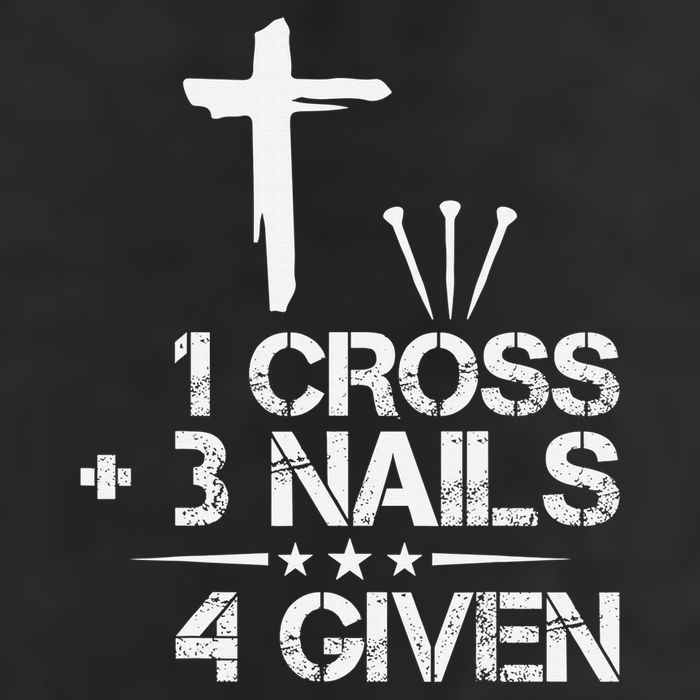 1 Cross Plus 3 Nails Equal 4 Given Christian Faith Cross 7 Panel Mesh Trucker Snapback Hat