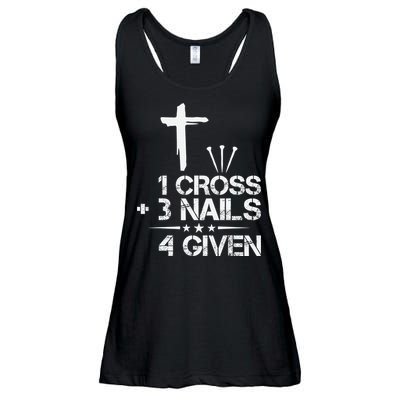 1 Cross Plus 3 Nails Equal 4 Given Christian Faith Cross Ladies Essential Flowy Tank