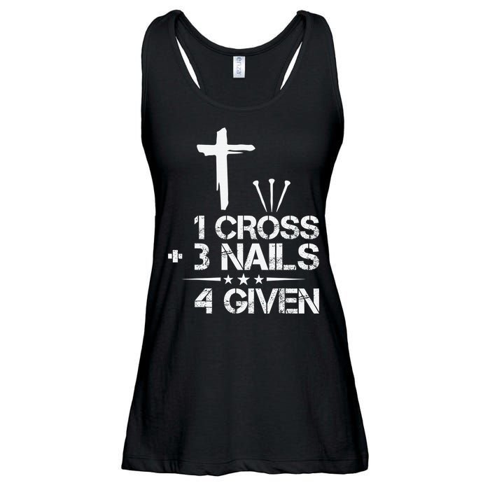 1 Cross Plus 3 Nails Equal 4 Given Christian Faith Cross Ladies Essential Flowy Tank