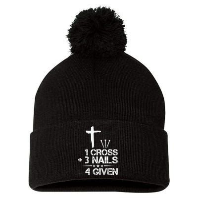 1 Cross Plus 3 Nails Equal 4 Given Christian Faith Cross Pom Pom 12in Knit Beanie