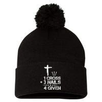 1 Cross Plus 3 Nails Equal 4 Given Christian Faith Cross Pom Pom 12in Knit Beanie