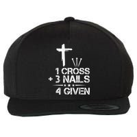 1 Cross Plus 3 Nails Equal 4 Given Christian Faith Cross Wool Snapback Cap