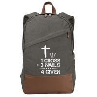 1 Cross Plus 3 Nails Equal 4 Given Christian Faith Cross Cotton Canvas Backpack