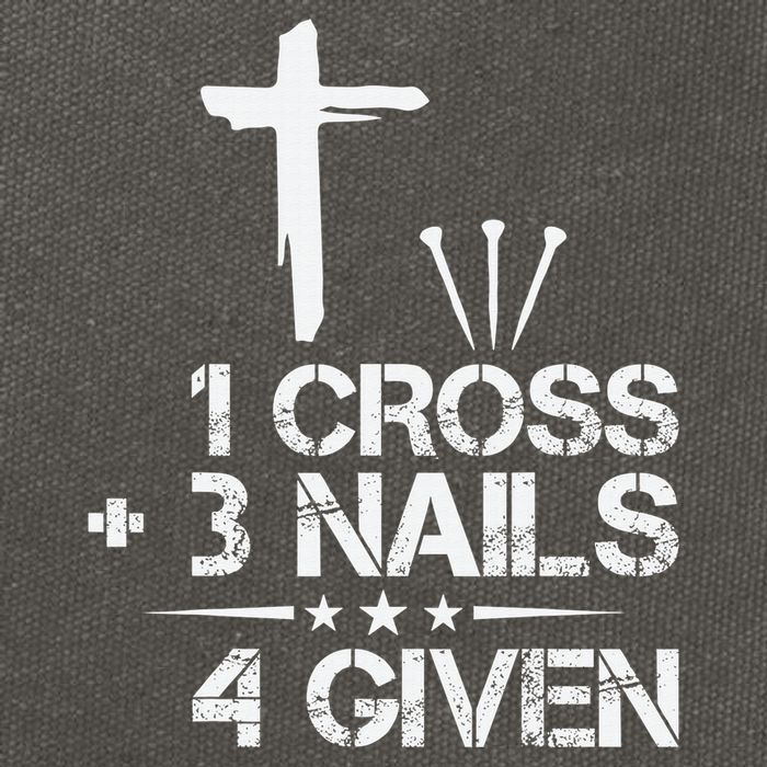 1 Cross Plus 3 Nails Equal 4 Given Christian Faith Cross Cotton Canvas Backpack