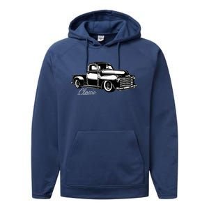 1950s Classic Truck Design Performance Fleece Hoodie