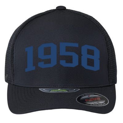 1958 Classic Vintage Grey, 65th Birthday Present Gifts Flexfit Unipanel Trucker Cap