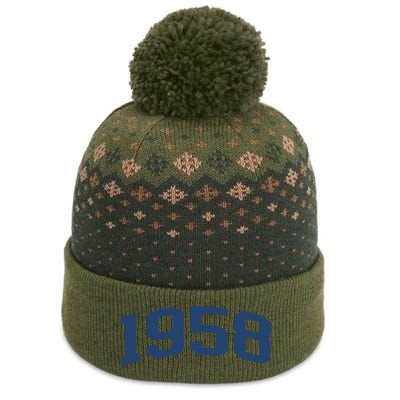 1958 Classic Vintage Grey, 65th Birthday Present Gifts The Baniff Cuffed Pom Beanie