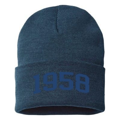 1958 Classic Vintage Grey, 65th Birthday Present Gifts Sustainable Knit Beanie