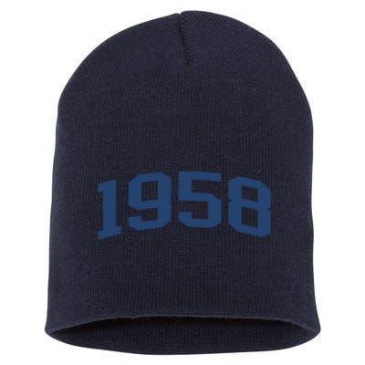 1958 Classic Vintage Grey, 65th Birthday Present Gifts Short Acrylic Beanie