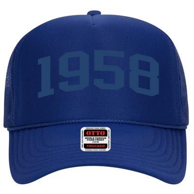 1958 Classic Vintage Grey, 65th Birthday Present Gifts High Crown Mesh Back Trucker Hat