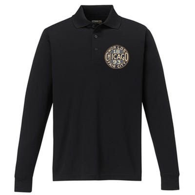 1893 Chicago WorldS Fair Vintage Design Performance Long Sleeve Polo