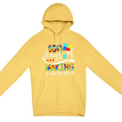 100 Days 100th Day Of School Teacher Autism Awareness Gift Premium Pullover Hoodie