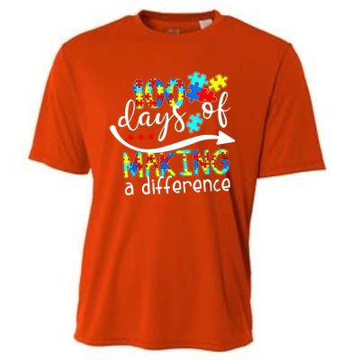 100 Days 100th Day Of School Teacher Autism Awareness Gift Cooling Performance Crew T-Shirt