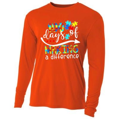 100 Days 100th Day Of School Teacher Autism Awareness Gift Cooling Performance Long Sleeve Crew