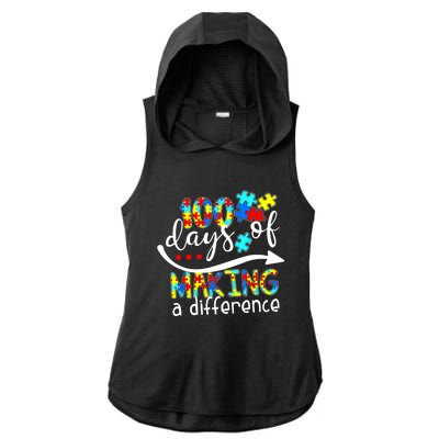 100 Days 100th Day Of School Teacher Autism Awareness Gift Ladies PosiCharge Tri-Blend Wicking Draft Hoodie Tank