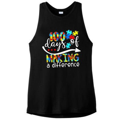 100 Days 100th Day Of School Teacher Autism Awareness Gift Ladies PosiCharge Tri-Blend Wicking Tank