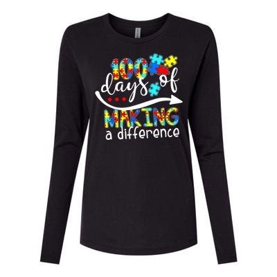 100 Days 100th Day Of School Teacher Autism Awareness Gift Womens Cotton Relaxed Long Sleeve T-Shirt