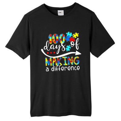 100 Days 100th Day Of School Teacher Autism Awareness Gift Tall Fusion ChromaSoft Performance T-Shirt