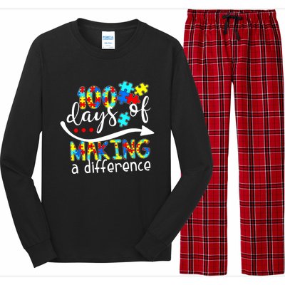 100 Days 100th Day Of School Teacher Autism Awareness Gift Long Sleeve Pajama Set