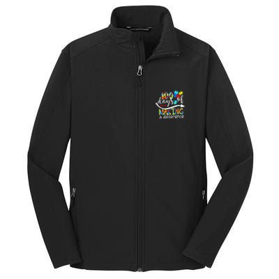 100 Days 100th Day Of School Teacher Autism Awareness Gift Core Soft Shell Jacket