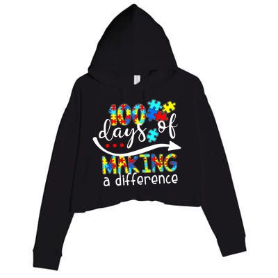 100 Days 100th Day Of School Teacher Autism Awareness Gift Crop Fleece Hoodie