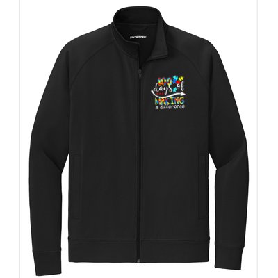 100 Days 100th Day Of School Teacher Autism Awareness Gift Stretch Full-Zip Cadet Jacket