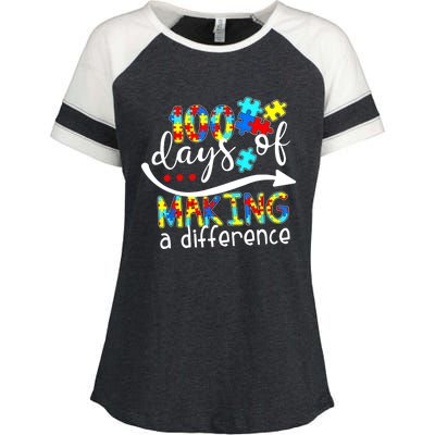 100 Days 100th Day Of School Teacher Autism Awareness Gift Enza Ladies Jersey Colorblock Tee