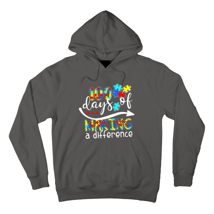 100 Days 100th Day Of School Teacher Autism Awareness Gift Hoodie