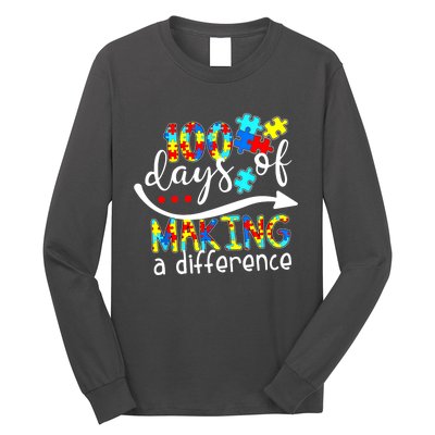 100 Days 100th Day Of School Teacher Autism Awareness Gift Long Sleeve Shirt