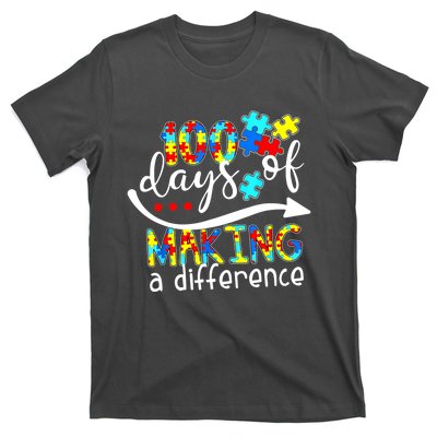 100 Days 100th Day Of School Teacher Autism Awareness Gift T-Shirt