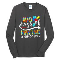 100 Days 100th Day Of School Teacher Autism Awareness Gift Tall Long Sleeve T-Shirt