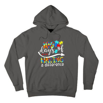 100 Days 100th Day Of School Teacher Autism Awareness Gift Tall Hoodie