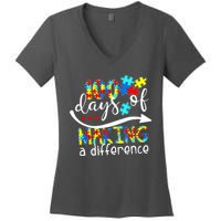 100 Days 100th Day Of School Teacher Autism Awareness Gift Women's V-Neck T-Shirt