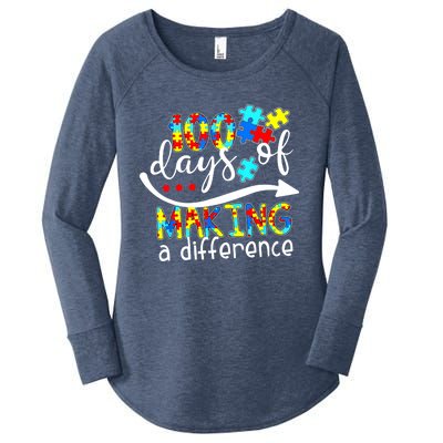 100 Days 100th Day Of School Teacher Autism Awareness Gift Women's Perfect Tri Tunic Long Sleeve Shirt