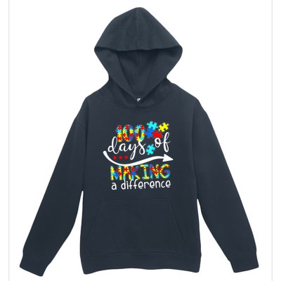 100 Days 100th Day Of School Teacher Autism Awareness Gift Urban Pullover Hoodie