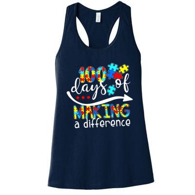 100 Days 100th Day Of School Teacher Autism Awareness Gift Women's Racerback Tank